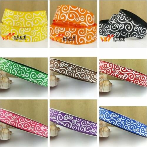 Free shipping 50 yard 7/8" swirl printed grosgrain ribbon