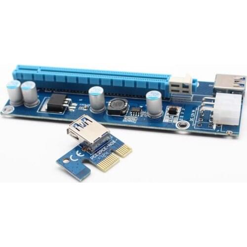 Riser Card 60CM PCIe PCI-E PCI Express Card 1x to 16x USB 3.0 Data Cable SATA to 6Pin IDE Power Supply for Bitcoin Miner Mining