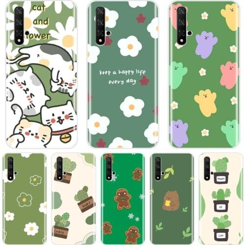 Silicone Phone Case For Huawei Honor 8A Pro 8S V20 Flower Daisy Green Soft Back Cover For Huawei Honor 10i 20i 20 Lite Pro