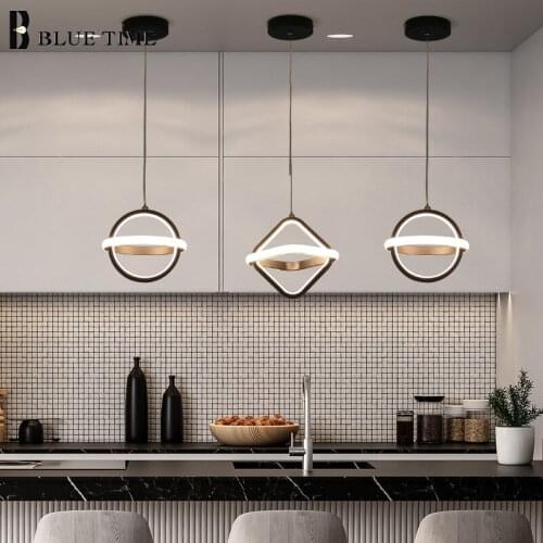 Modern Led Pendant Light Black Hanging Lamp 110v 220v Chandelier Pendant Lamp for Dining room Living room Kitchen Bedroom Lights