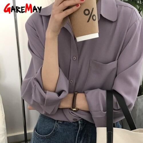2021 Autumn New Elegant French Style Womens Shirt Korean Version Solid Color Simple Long Sleeve Lapel Women Button Up Shirts