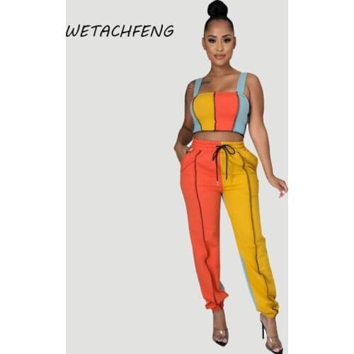 2021 Fashion Crop Top Matching Leggings Tracksuits Striped Fitness Outfits Sweatpants Oversized 2 Piece Pants Sets Women Clothes