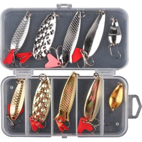 10 PCs Fishing Tackle Box Lure Bait Set Sequin Luer Sunfish Trout Whitefish Shad Buffalo