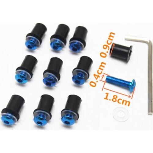 10PCS Motorcycle Windscreen Screws Windshield Fairing Bolts for Yamaha for Kawasaki Blue