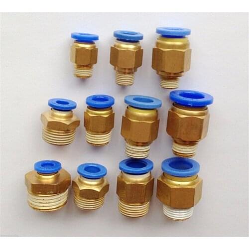 10pcs Tube O/D 6mm To M5 1/8" 1/4" 3/8" 1/2"Pneumatic Push In Connector Quick Release Fitting BSP Male Quick Connector