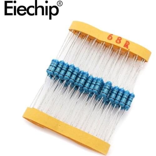 100pcs/lot 0.5W 1 ohm 1% Metal film resistor 1/2W resistance 68R Electronic resistors