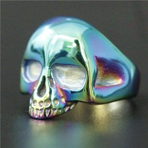 2017 Cool Small Skull Ring 316L Stainless Steel Women Mens Colorful Polishing Mini Biker Skull Ring