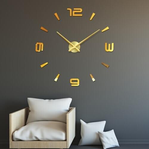 2020 48" 3D Wall Clock Mirror Wall Stickers Fashion Living Room Quartz Watch DIY Home Decoration Clocks Sticker reloj de pared
