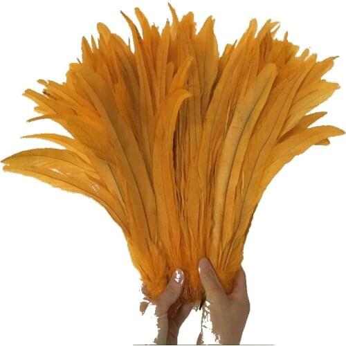 500pcs gold yellow 14-16 inch Guinea Rooster Tail Feather for All Saints Day Garment Accessorie Ornament