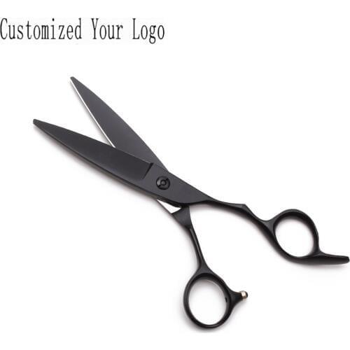 6" 17cm Customized Logo JP 440C Black Salon Hairdressing Supplies Micro Sawtooth Cutting Shears Professional Hair Scissors C9123