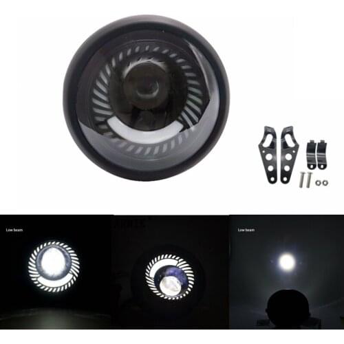 6.5Inch Round Motorcycle LED Headlight Spiral White Side Mount For Cafe Racer Bobber