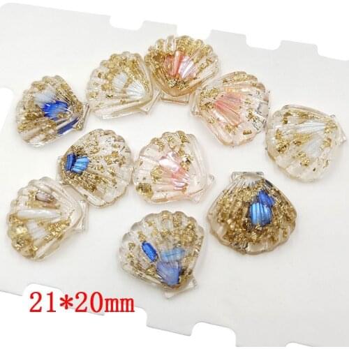6PCS 21mm*20mm Resin Sequin Shell Accessories Children Hairpin Resin Accessories
