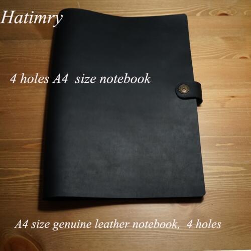 Hatimry Genuine leather A4 size 4holes journal notebook sketh books notepad for business vintage karft notebook school supplies