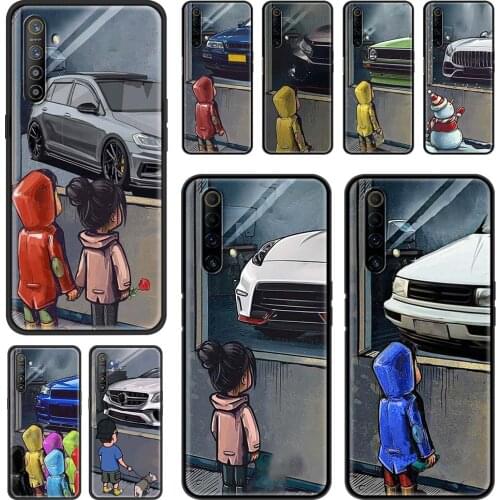 Boy Girl See Cool Sports Car Drift Phone Shell For Realme GT Neo 8 7 6 5 Pro V15 V13 C25 C21 C20 C15 X50 X7 Q2 XT Funda