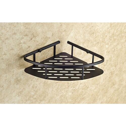 Black Oil Rubbed Antique brass Wall Mounted Bathroom Single Tier Corner Shower Shelf Storage Basket Bathroom Accessory mba529