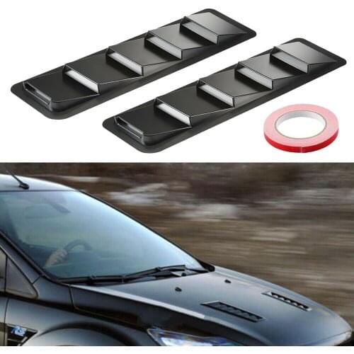 CITALL Universal 2pcs Car Black Engine Hood Vent Louver Scoop Air Flow Intake Cooling Panel Cover Trim