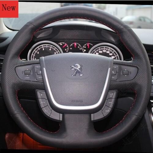 DIY Hand-Stitched Leather Car Steering Wheel Cover for Peugeot 308s 2008 3008 408 508 206 Interior Accessories