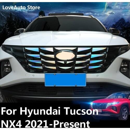 For Hyundai Tucson NX4 2021 2022 Car Colorful Middle Net Decoration Sticker Cover Exterior Protective Stylings Accessories