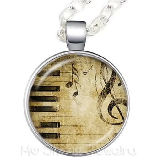 Europe And America Sell Music Art Piano Time Gem Necklace Alloy Glass Pendant Fashion Accessories Gift For Her