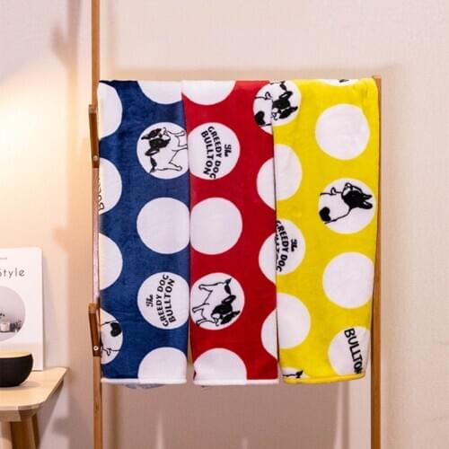 Polka Dot Dog Print Coral Fleece Blanket Flannel Student Cover Leg Air Conditioning Blanket Warm and Comfortable Fleece100*75cm