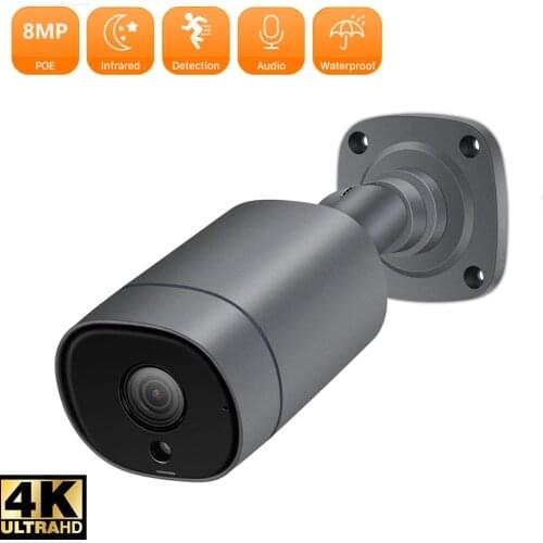 8MP 4K POE IP Camera Outdoor Detection H.265 Bullet CCTV Camera 4MP Infrared Night Vision Video Surveillance For POE NVR 48V