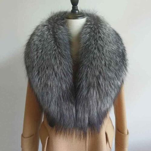 JKP * 2021 New Natural Silver Fox Collar Fur Scarf Configuration Coat Jacket Collar Long Genuine Fur Leather Multicolor Women