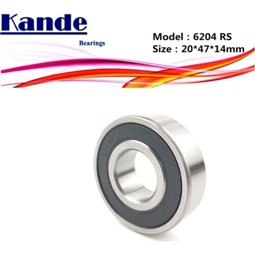 Kande 6204RS 2PCS ABEC-5 6204 2RS Single Row Deep Groove Ball Bearing 20*47x14 mm 6204RZ Bearing