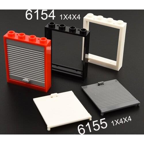 10pcs Building Blocks 6154 Smartable Window Frame 1x4x4 and Door 6155 MOC Parts House Toys For Kids Castle City street Education