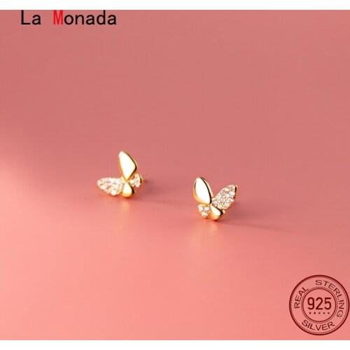 La Monada Stud Small Butterfly Earrings For Women Fashion Stud Earrings For Girls 925 Sterling Silver 925 Jewelry Female