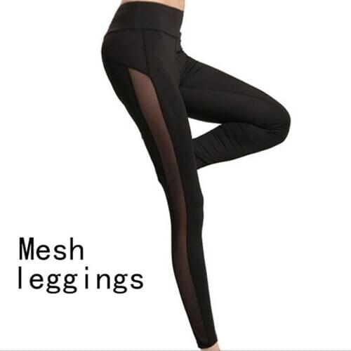 Quick Dry Women Leggings Sexy Side Mesh Patchwork Ladies Leggings Sexy Slim Elastic Fitness Leggings For Female NQ815264