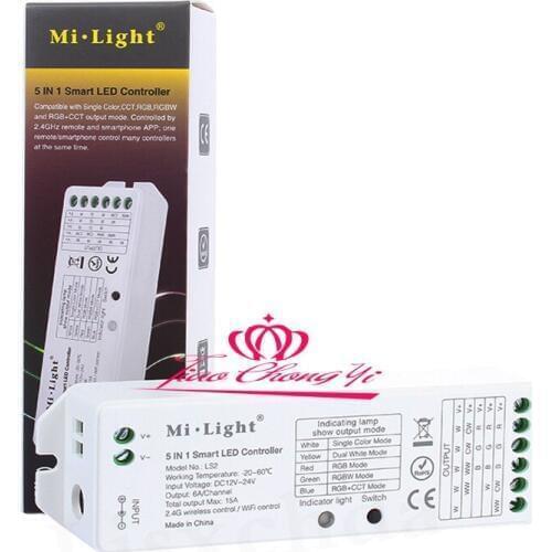 Mi.light LS2 15A DC12-24V LED controller 5 in 1 wireless controller For Single Color,CCT RGBW RGB+CCT LED strip lihgt