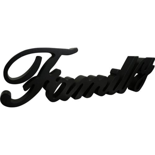Matt Black Wooden Words Sign Free Standing "Family" Tabletop/Shelf/Home Wall/Office Decoration Art, 15.75 x 4.5 x 1 Inch