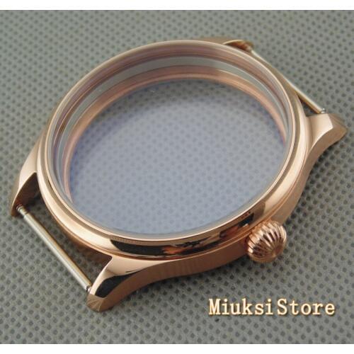 Parnis 44mm rose gold case fit eta 6497 6498 Sea gull ST3600/ST3620 hand winding movement