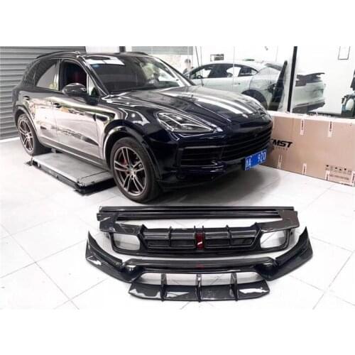 REAL CARBON FIBER Front Bumper Lip Spoiler Rear Trunk Diffuser Side Body Skirt For Porsche Cayenne 2018 2019 2020