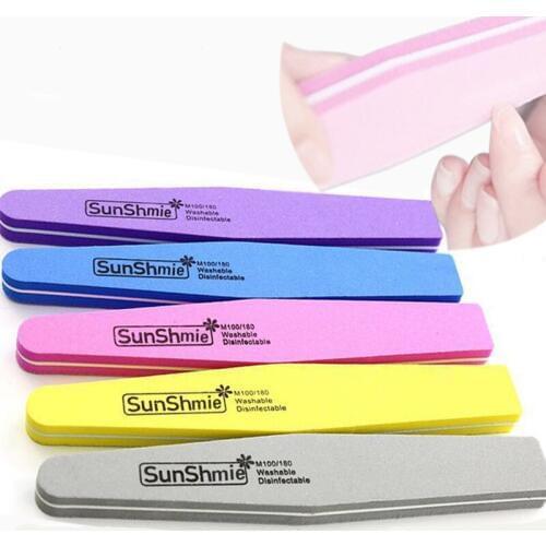 1pc Double Side Nail files buff 100/180 Colorful Sanding Sponge Nail Buffer Block for UV Gel Nail Polish Nail Art Random Color