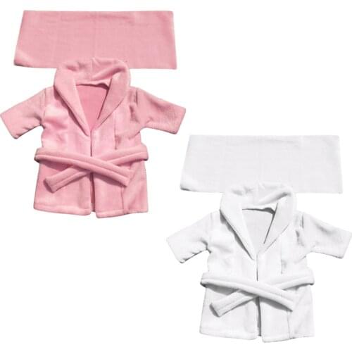 Towel Long Sleeve Lapel Robe Beach Towels Belt Pocket Baby Props Bath Towel Solid Color Bathrobes Robe Belt Photo