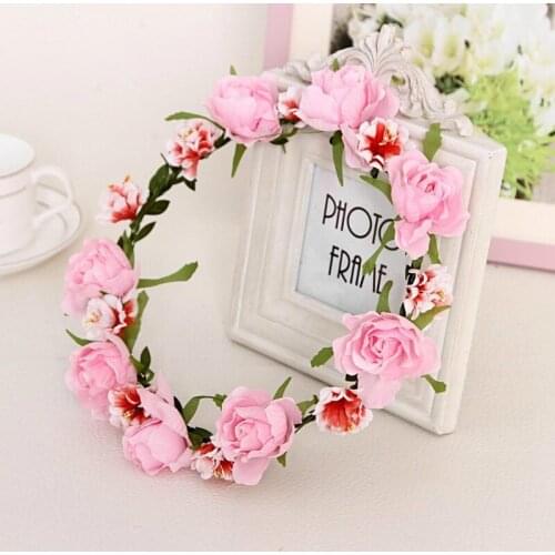 Princess Simulation Flower Crown Hairband Bridal Wedding Head Wreath Head Bands Adult Children Girl Beach Party Travel Headband