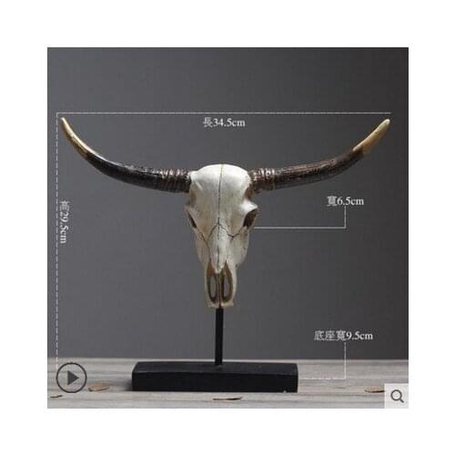 USA Furnishing room soft big Bovine cattle OX bones Skull Home decoration wall dies office Abstract animal American antique