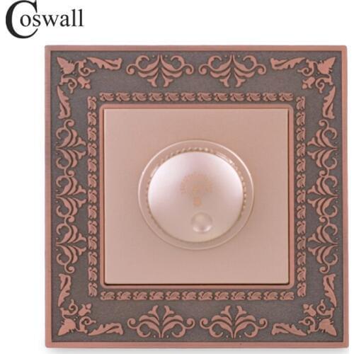 Coswall Zinc Alloy Metal Panel Lamp Dimmer Regulator Wall Switch Only For 15~300W Dimmable LED Light Brightness Adjustable