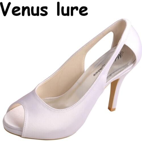 Wedopus Peep Toe White Womens Heels Shoes Size 10 Platform Pumps