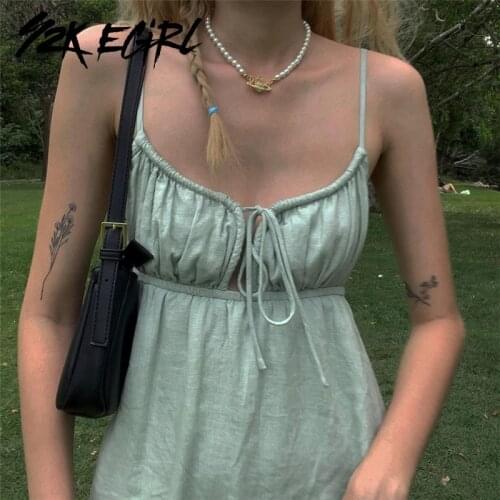 Y2K EGIRL Green Summer Dresses