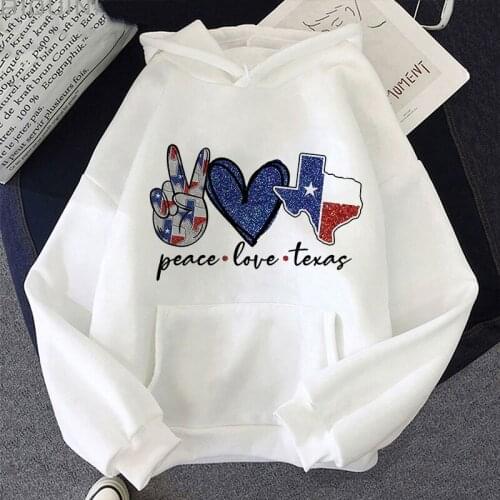 Love Texas Print Streetwear Hoodies Women 2021 Autumn Fashion Y2k Sudadera Hoodie Harajuku Aesthetic White Tops Koop Sweatshirt