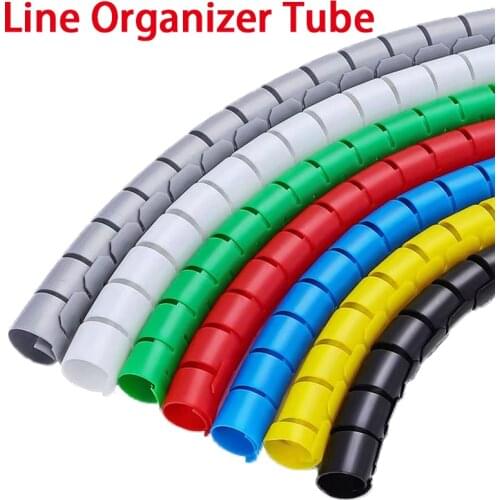 1M Line Finishing Winding Gray Pipe OrganizerTube Colorful Spiral Cable Protection Sleeve Black Office Wire Protective Cover