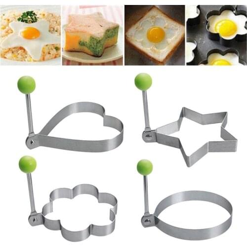 1PCS Stainless Steel Fried Egg Shaper Fried Egg Shaper Pancake Ring Circle Mold Heart Shape Kitchen Tools Baking Accessories