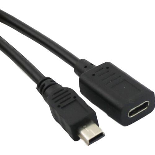10x USB 3.1 Type C Female to USB Mini 5Pin Male Plug Data Sync Supply Charging Adapter Connector Cable Cord 1FT/30cm