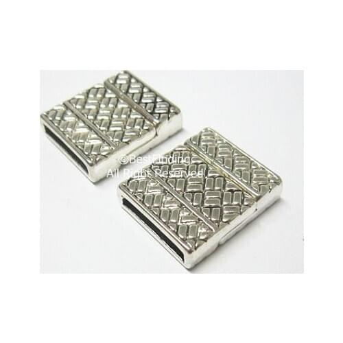 15x2mm Flat magnetic clasp intersect pattern Flat leather cord connector-FC51