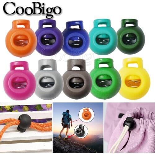 20pcs Colorful Ball Round Spring Stop Cord Lock Toggle Stopper Clip For Sportswear Shoes Rope DIY Cord Lanyard Accessories
