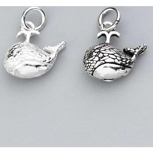 925 Sterling Silver Cute Small Whale Charm With Loop DIY Jewelry Make Accessories 17.5x16mm Bracelets Necklace Dangle Pendant