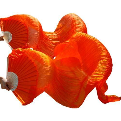 2018 Stage Performance 100% Silk Belly Dance Fans Gradient Colour Dance Accessories Belly Dancing Silk Fans Orange