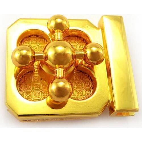 37 x 32 mm Gold Metal Flower Lock Craft Case Clasp Turnlock Bag Purse Belt Twist Lock 5sets/lot